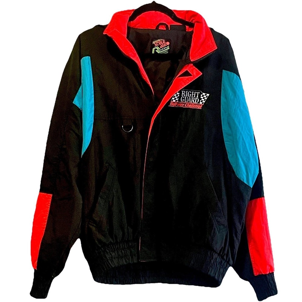 VTG 80s Style Auto Racing Jacket Right Guard Winston NASCAR Windbreaker Mens L